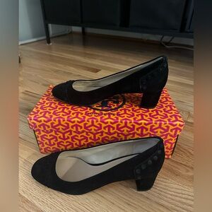 Tory Burch Colt 45MM - Black Suede Heels - Size 7.5